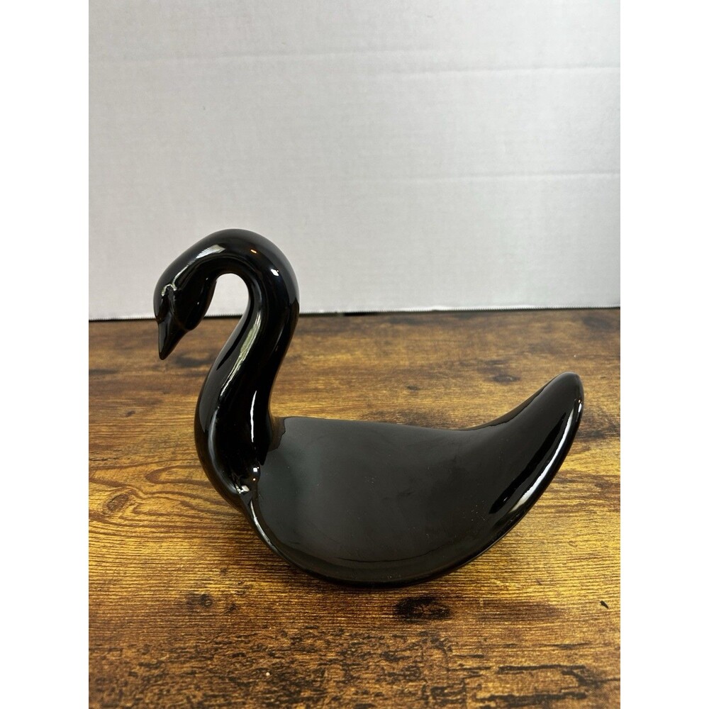 Vintage Black Ceramic Swan Hand Towel Hand Cloth Holder Bathroom Decor 6” Towel - Picture 6 of 11